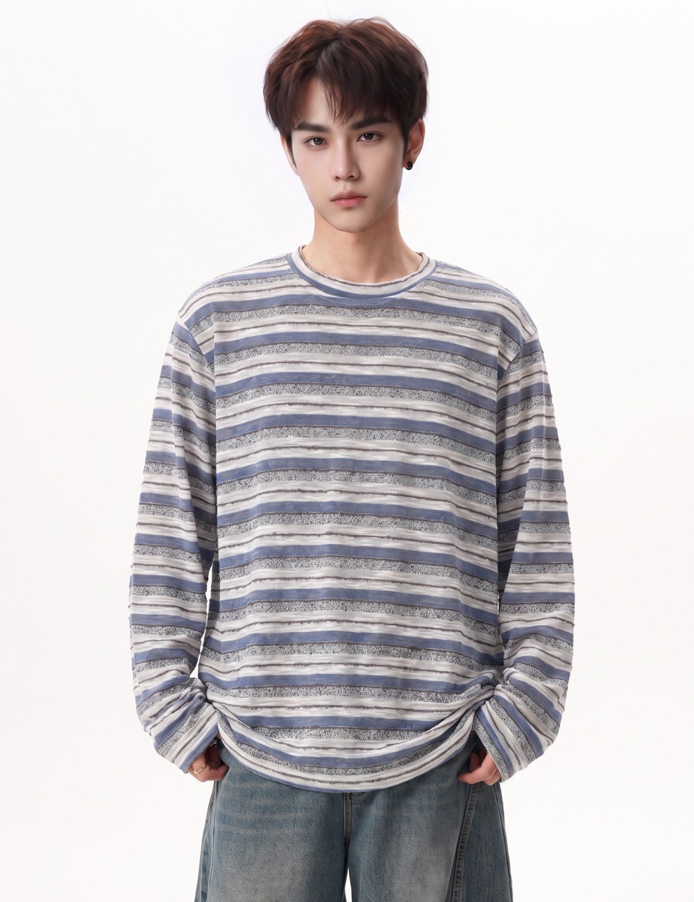 Large yard round neck T-shirt spring and autumn tops for men
