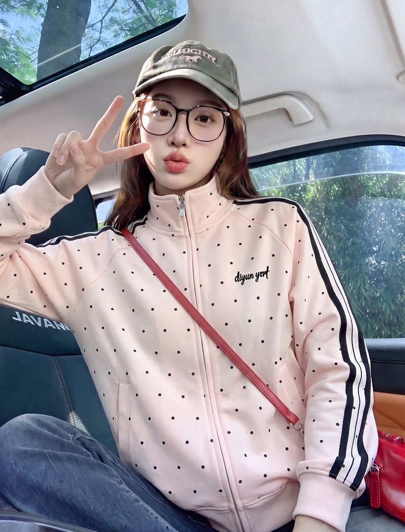 Zip jacket embroidered flowers cardigan for women