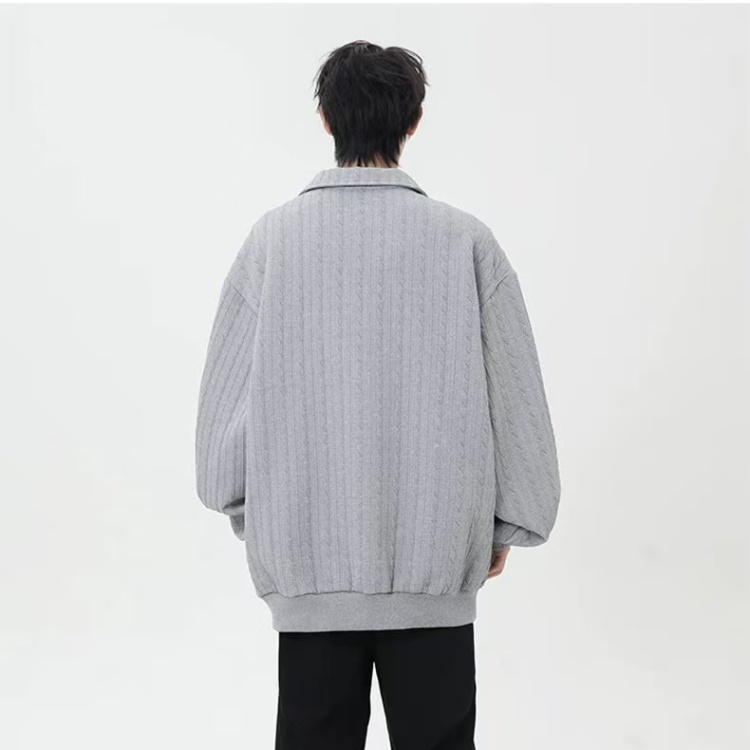 Couples long loose hoodie pure autumn jacquard tops