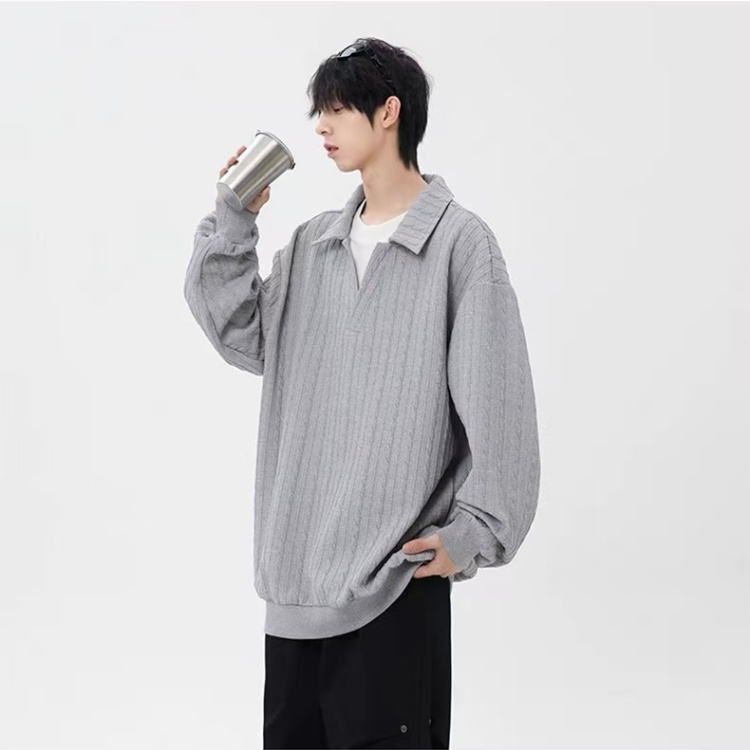 Couples long loose hoodie pure autumn jacquard tops