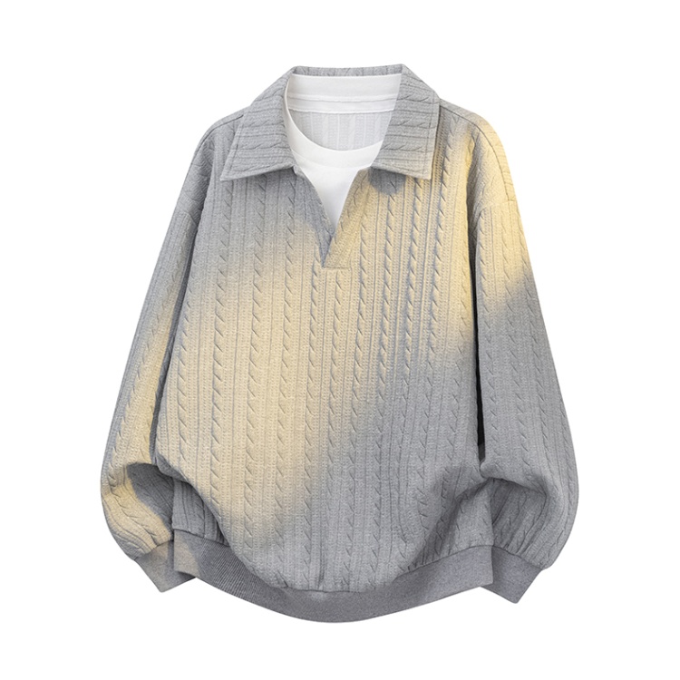 Couples long loose hoodie pure autumn jacquard tops