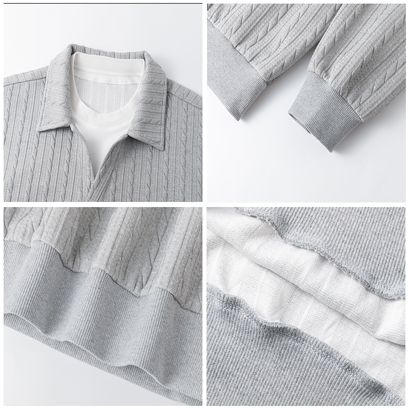 Couples long loose hoodie pure autumn jacquard tops