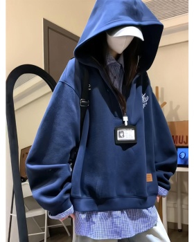 Plus velvet thermal tops hooded hoodie for women
