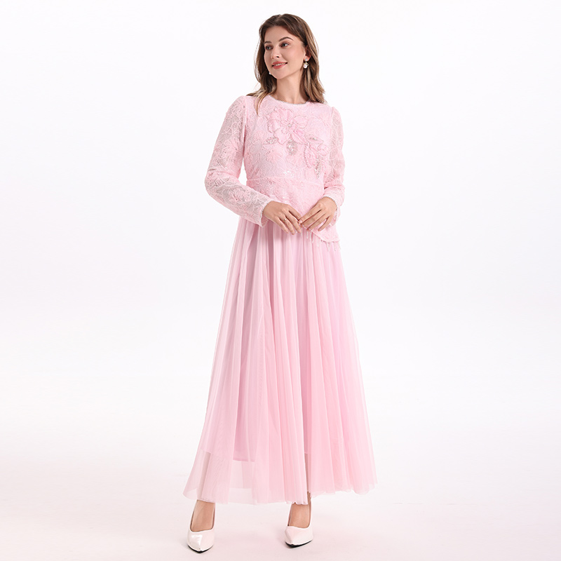 Lace elegant long dress splice France style dress