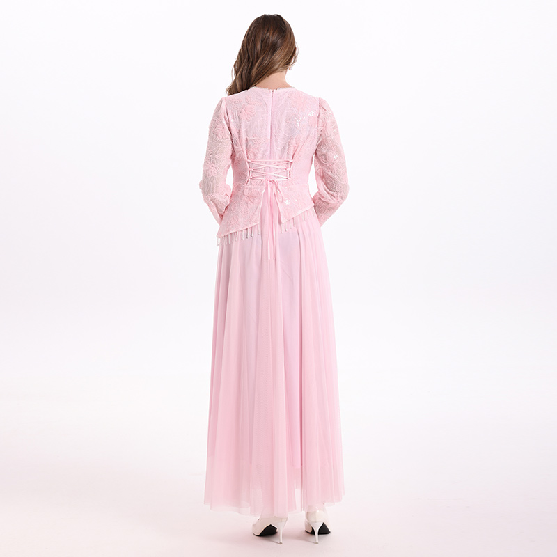 Lace elegant long dress splice France style dress
