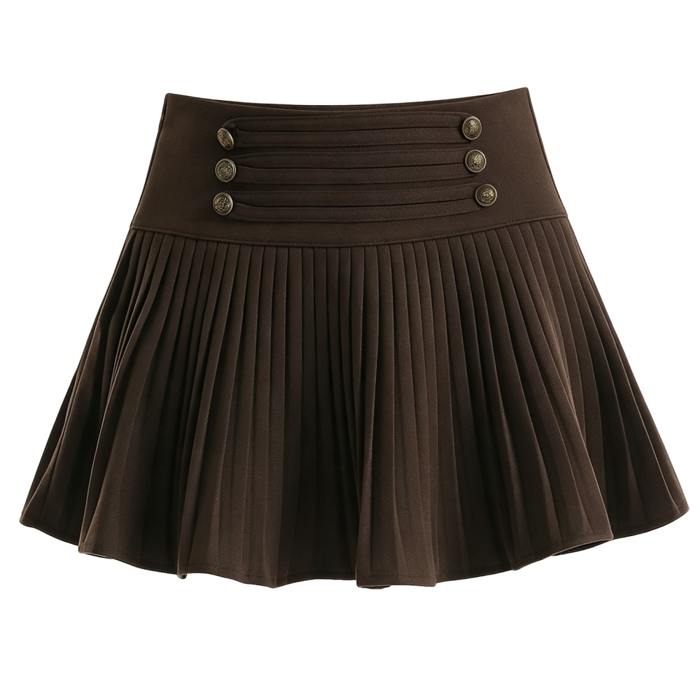 Slim high waist short skirt pleated retro skirt
