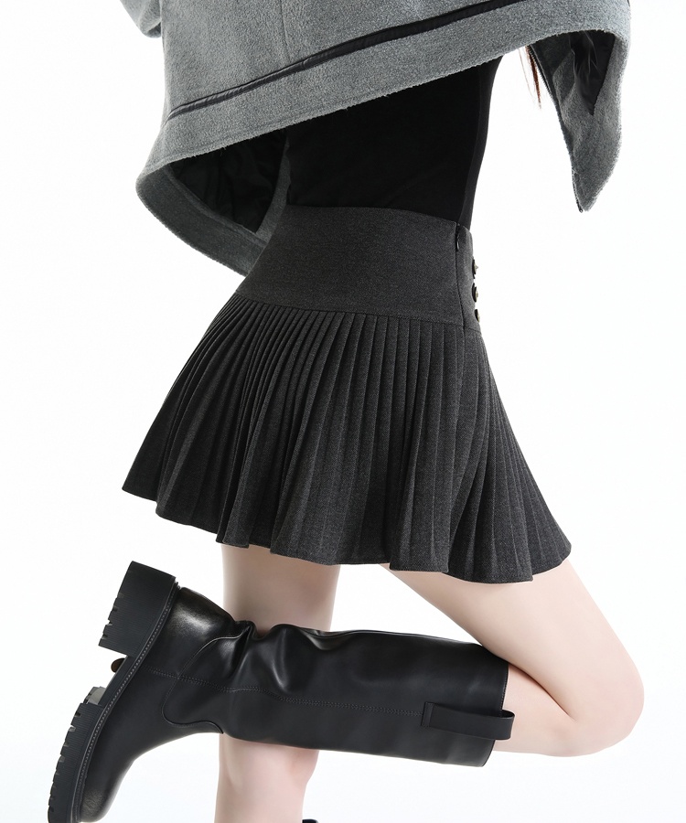Slim high waist short skirt pleated retro skirt