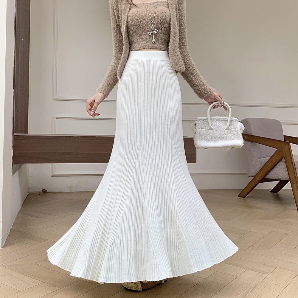 High waist skirt package hip long skirt for women