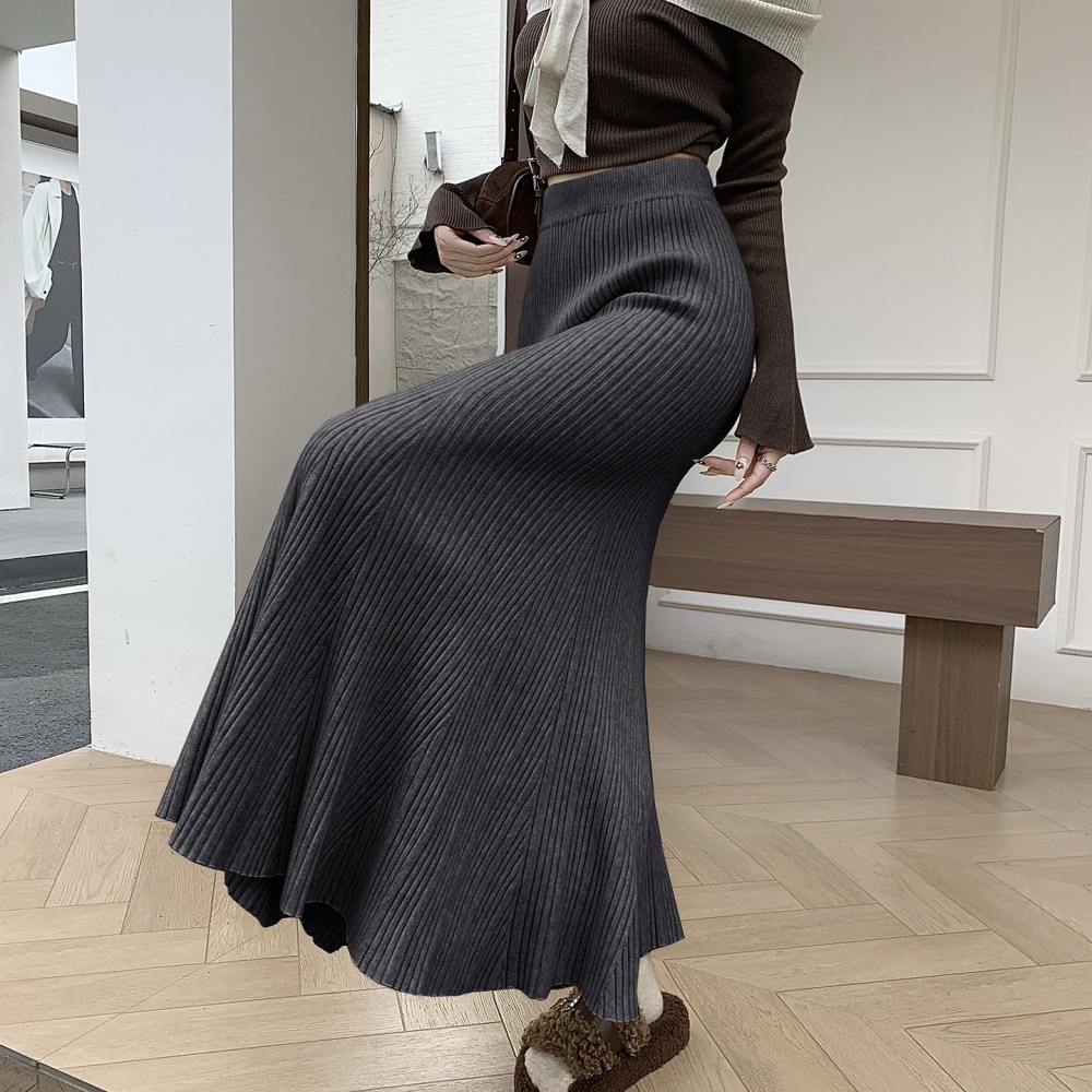 High waist skirt package hip long skirt for women