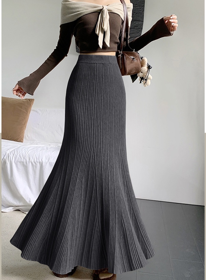 High waist skirt package hip long skirt for women