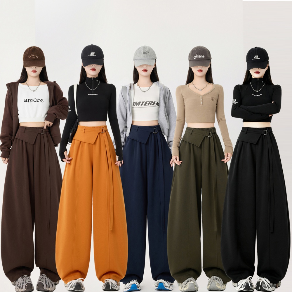 Casual autumn frenum pants high waist slim sweatpants
