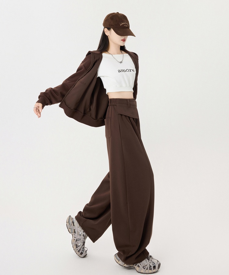 Casual autumn frenum pants high waist slim sweatpants