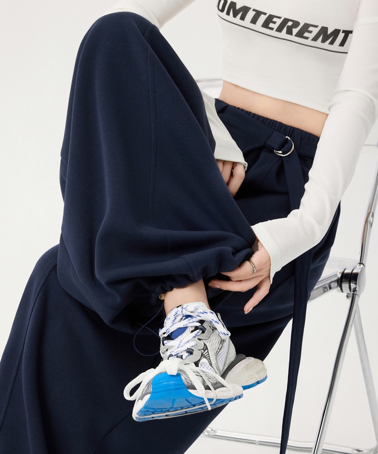 Casual autumn frenum pants high waist slim sweatpants