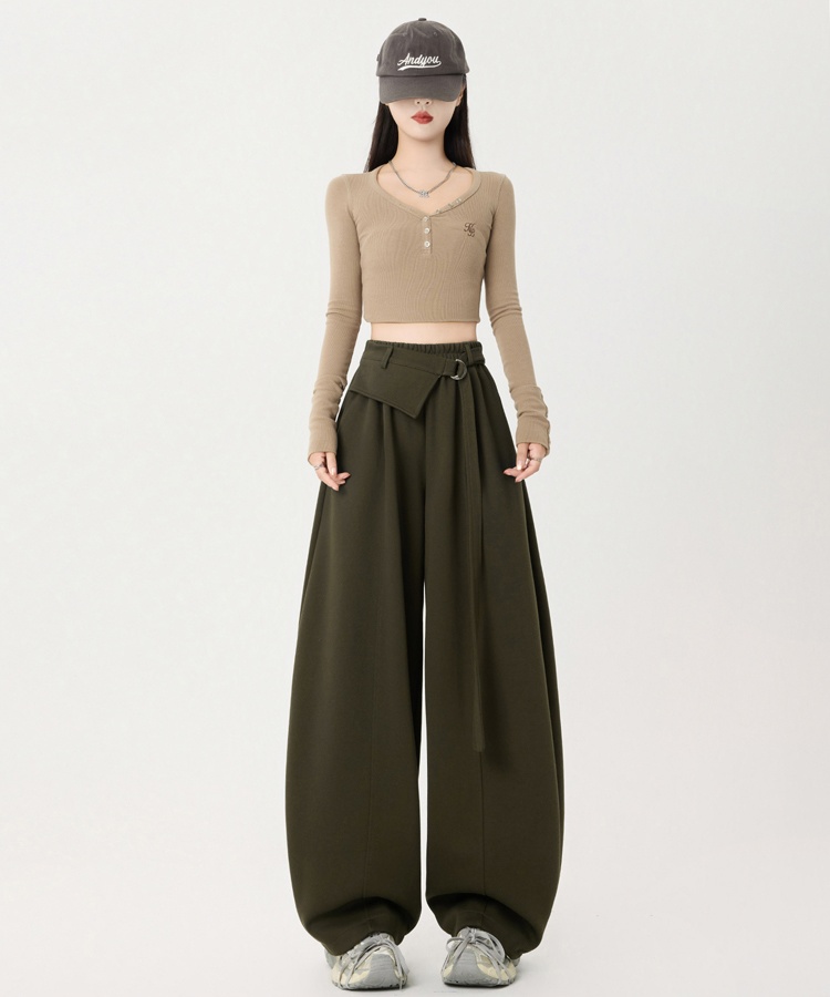 Casual autumn frenum pants high waist slim sweatpants