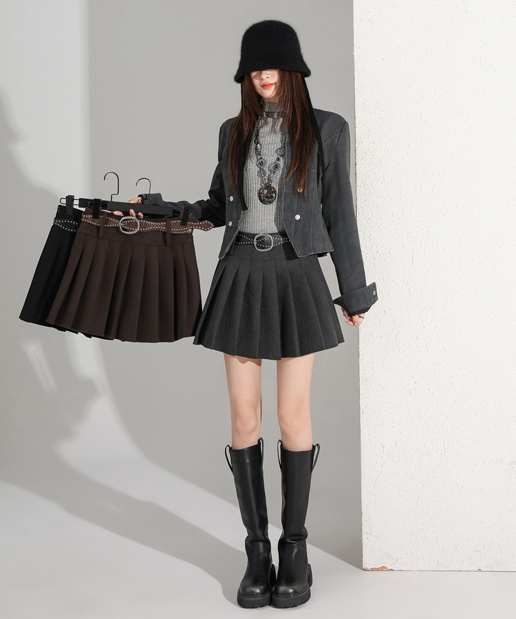 Autumn and winter pleated short skirt slim skirt for women