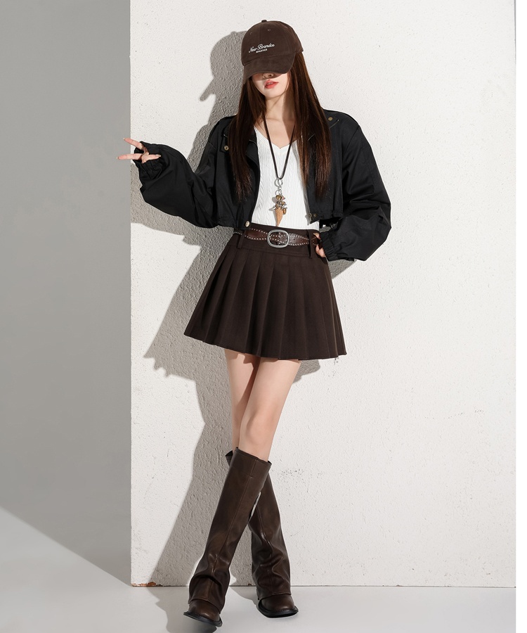Autumn and winter pleated short skirt slim skirt for women