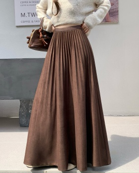 Wood ear drape skirt fold long skirt for women