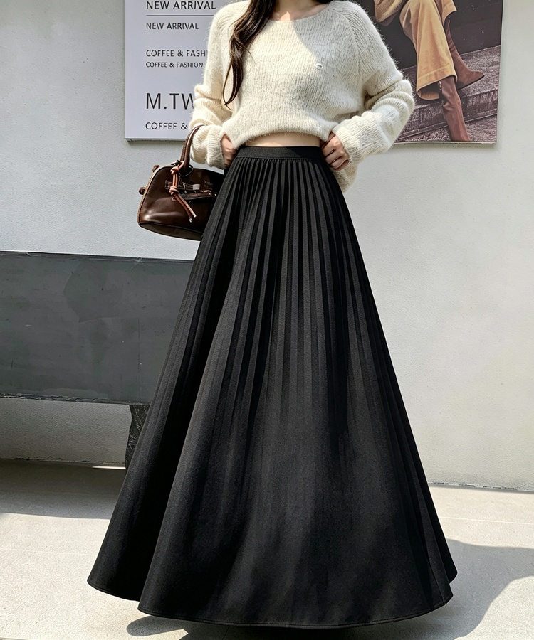 Wood ear drape skirt fold long skirt for women