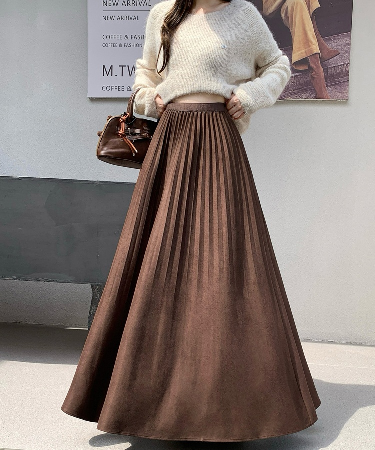 Wood ear drape skirt fold long skirt for women