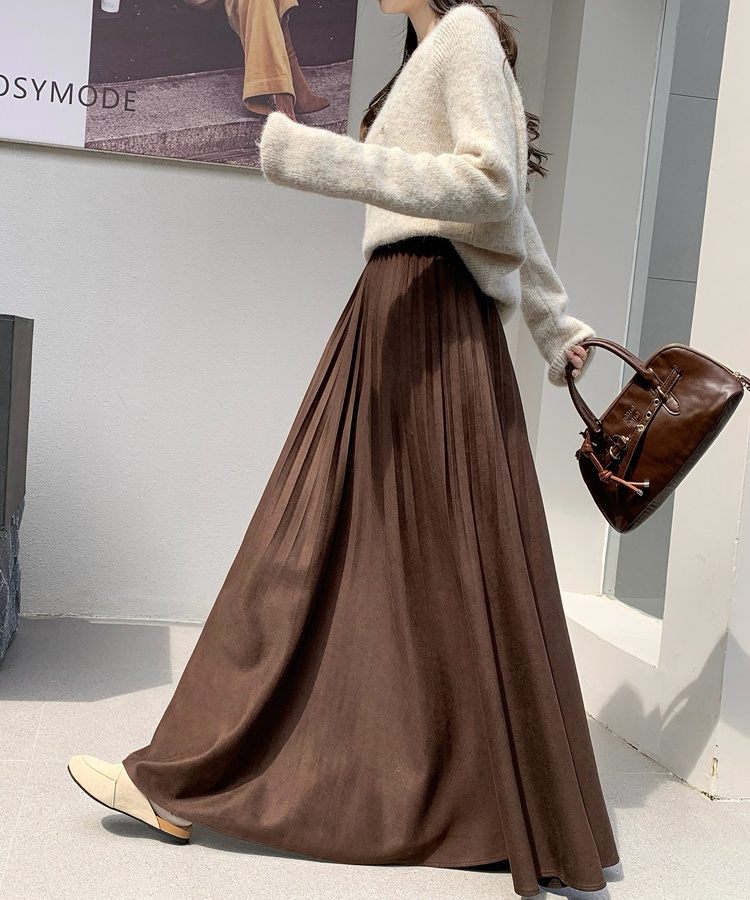 Wood ear drape skirt fold long skirt for women