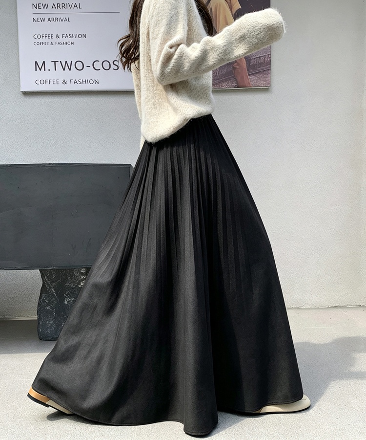 Wood ear drape skirt fold long skirt for women