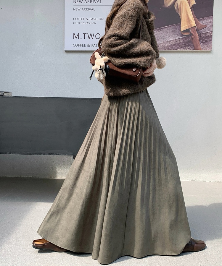 Wood ear drape skirt fold long skirt for women
