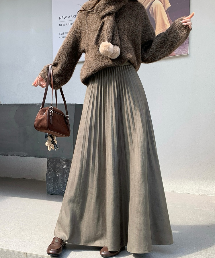 Wood ear drape skirt fold long skirt for women