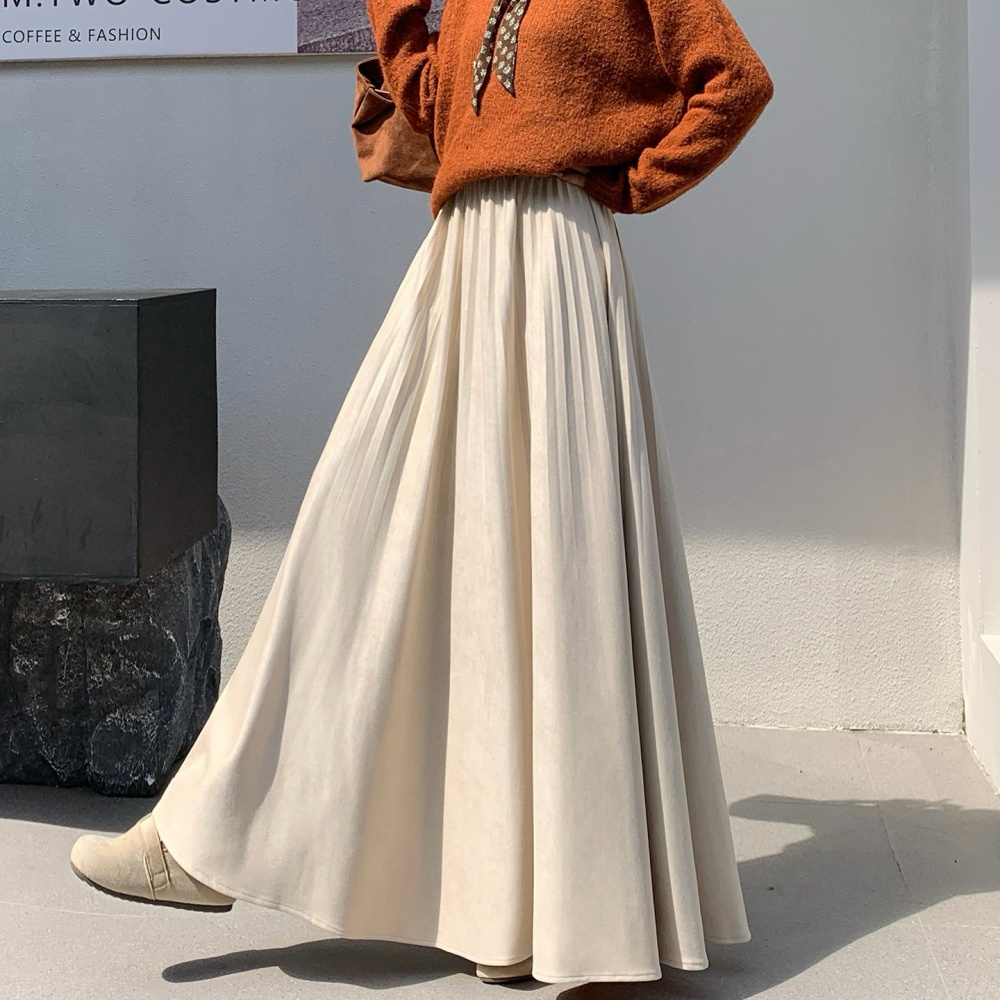 Wood ear drape skirt fold long skirt for women