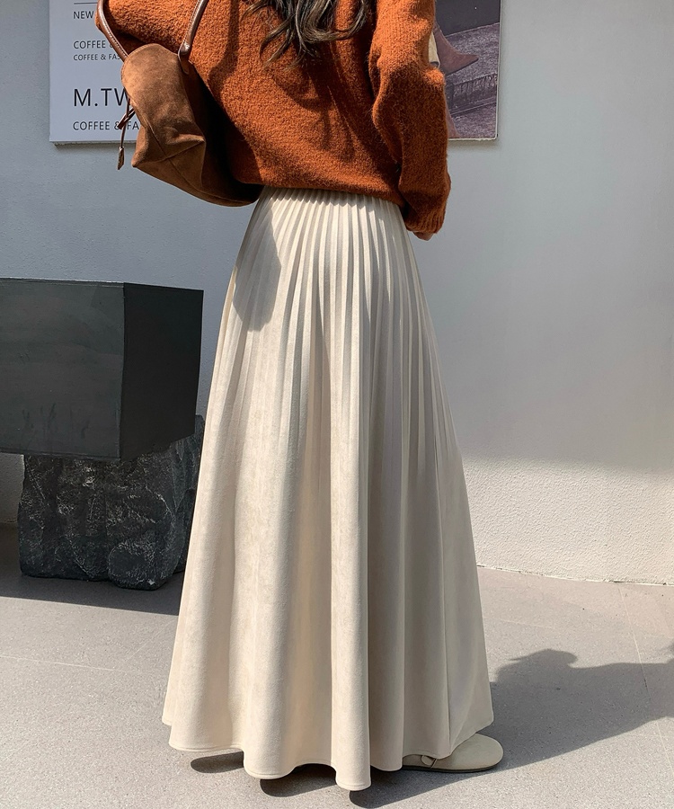 Wood ear drape skirt fold long skirt for women
