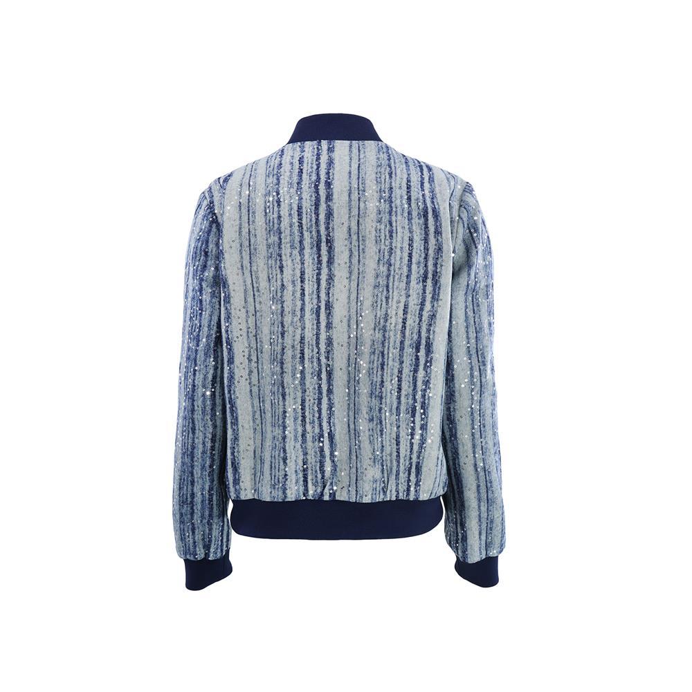 Sequins zip jacket long sleeve European style coat for women