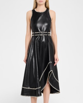 Fashion sleeveless sleeveless dress leather dress