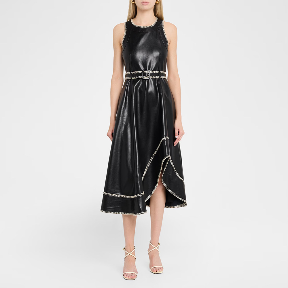 Fashion sleeveless sleeveless dress leather dress