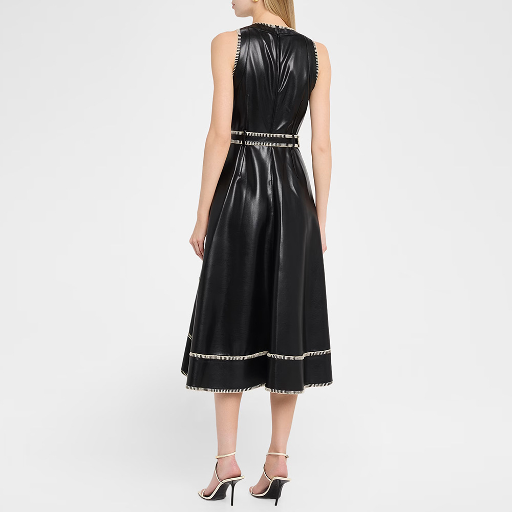 Fashion sleeveless sleeveless dress leather dress