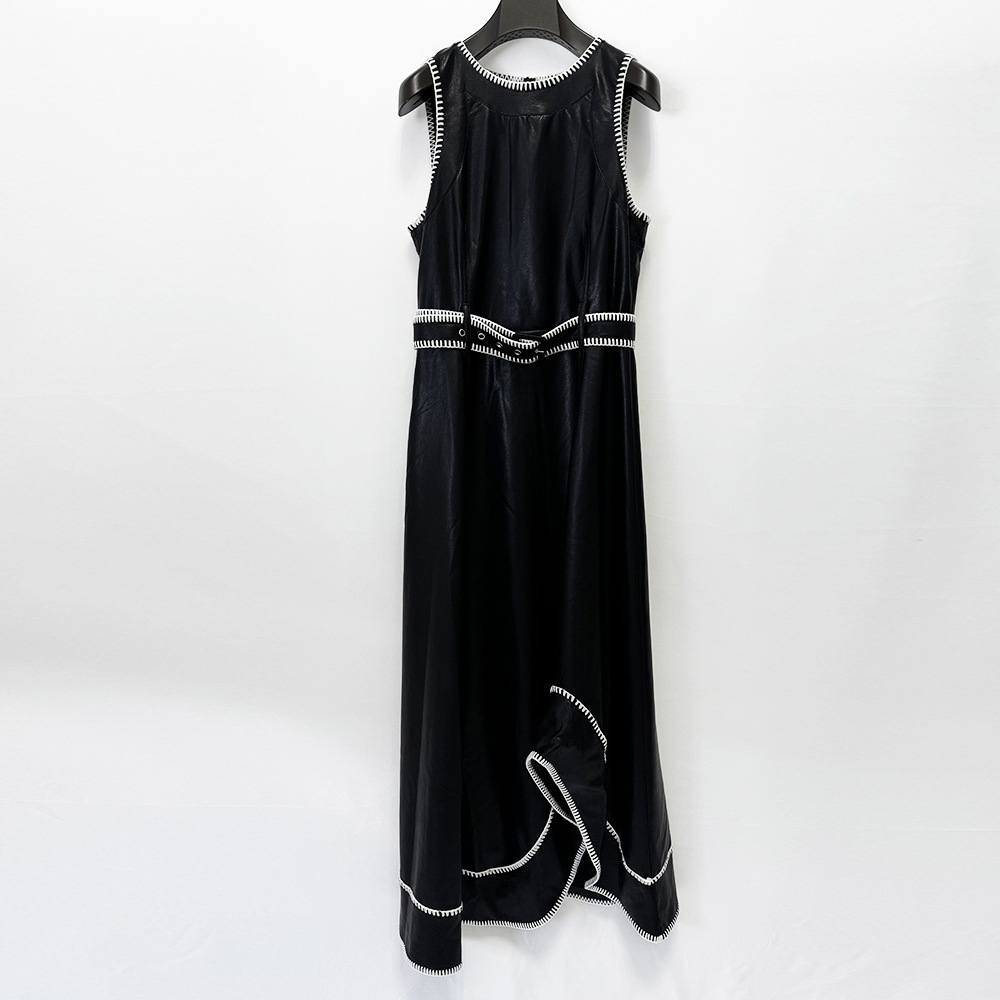 Fashion sleeveless sleeveless dress leather dress