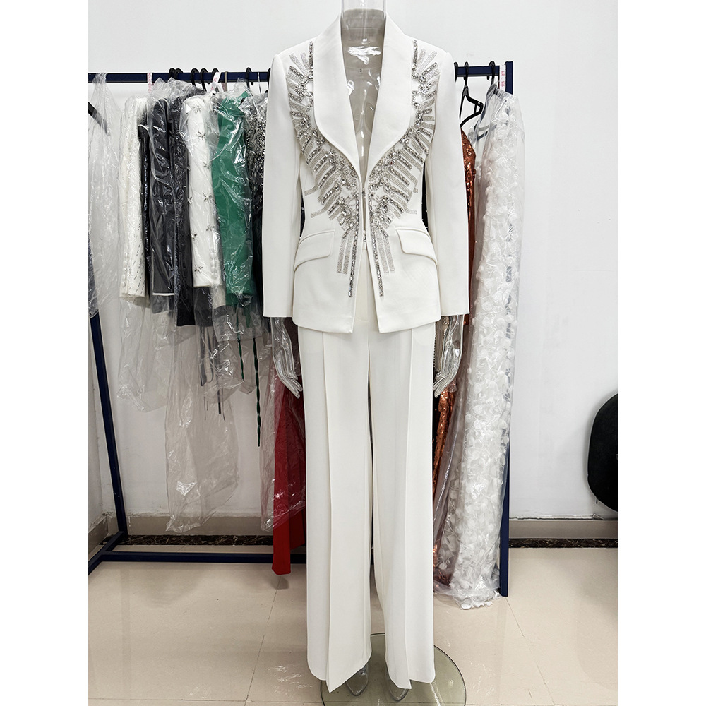 Beading coat European style business suit 2pcs set
