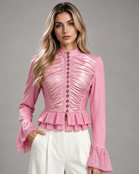 Autumn fashion short splice coat for women