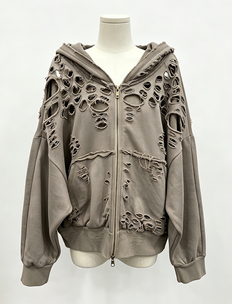 Hooded holes autumn European style coat for women