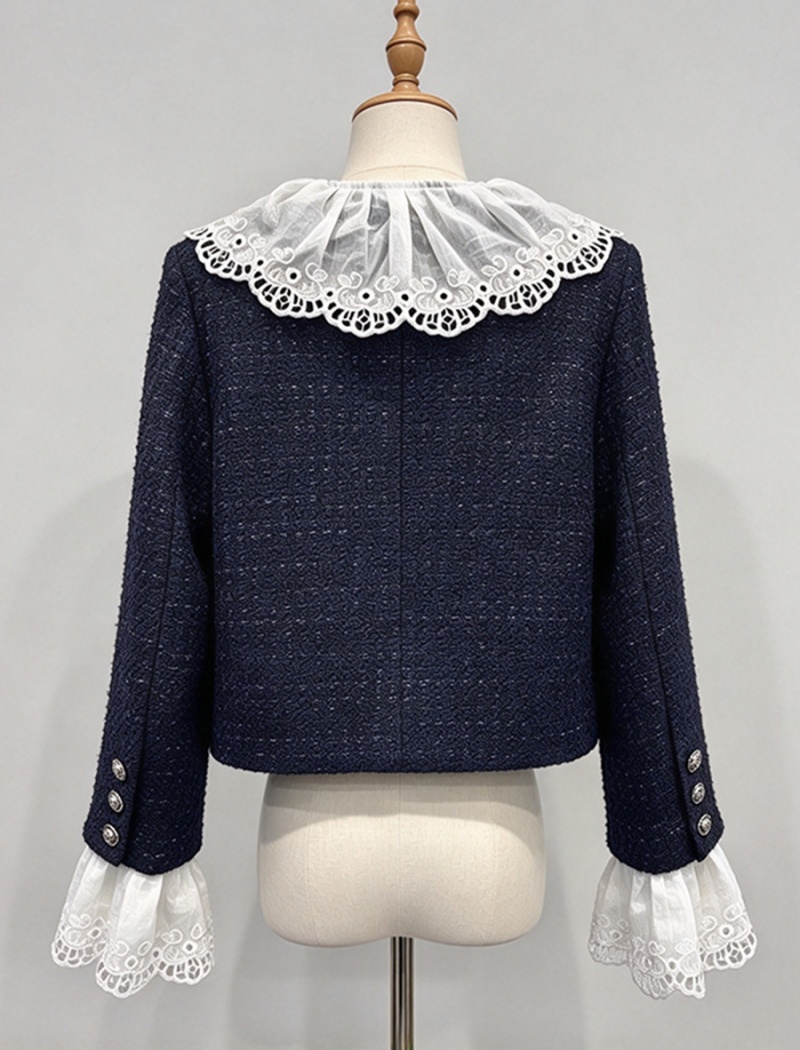 Chanelstyle lace splice autumn short coat for women
