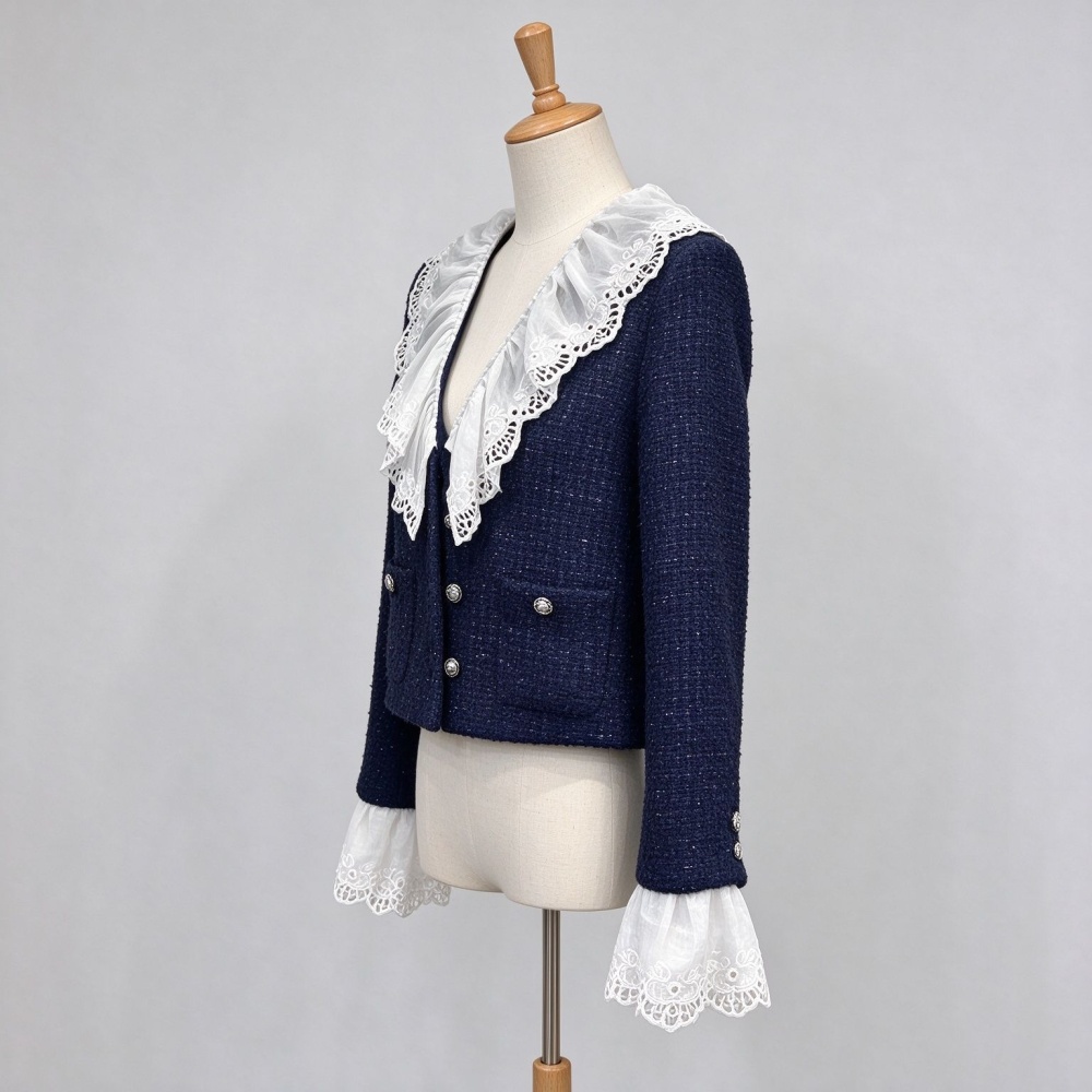 Chanelstyle lace splice autumn short coat for women
