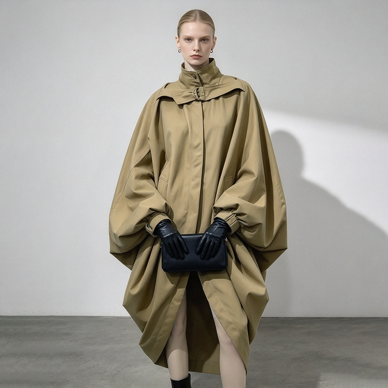 Autumn fold windbreaker fashion loose coat for women