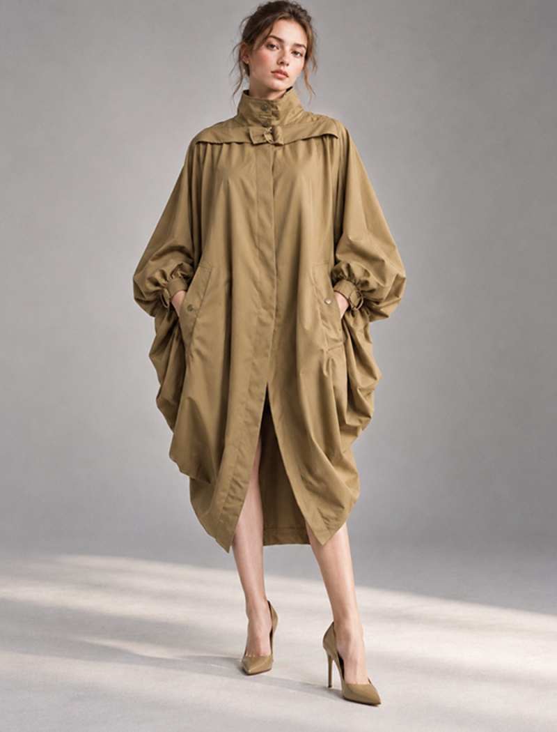 Autumn fold windbreaker fashion loose coat for women