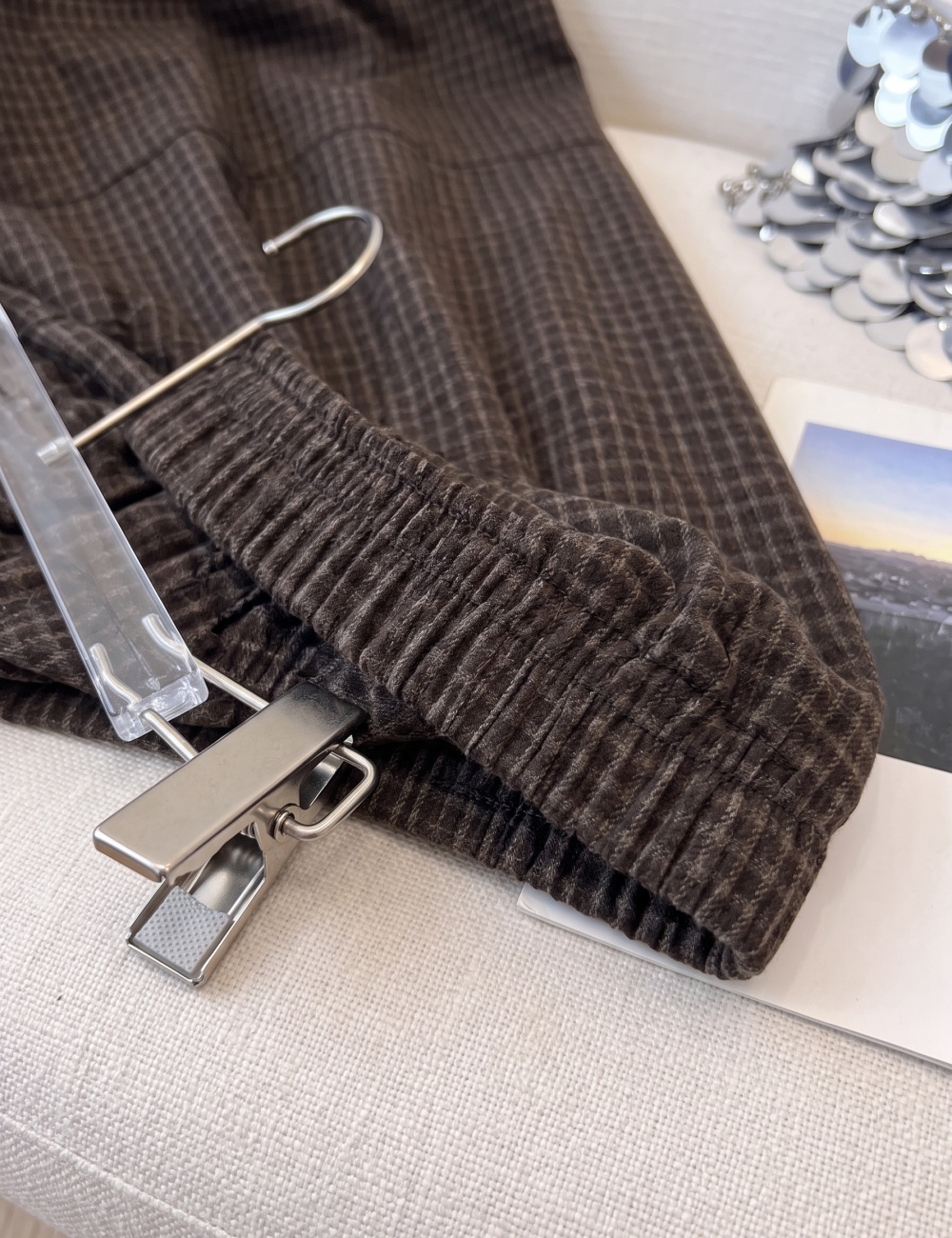 Bud autumn and winter splice plaid slim long thick skirt