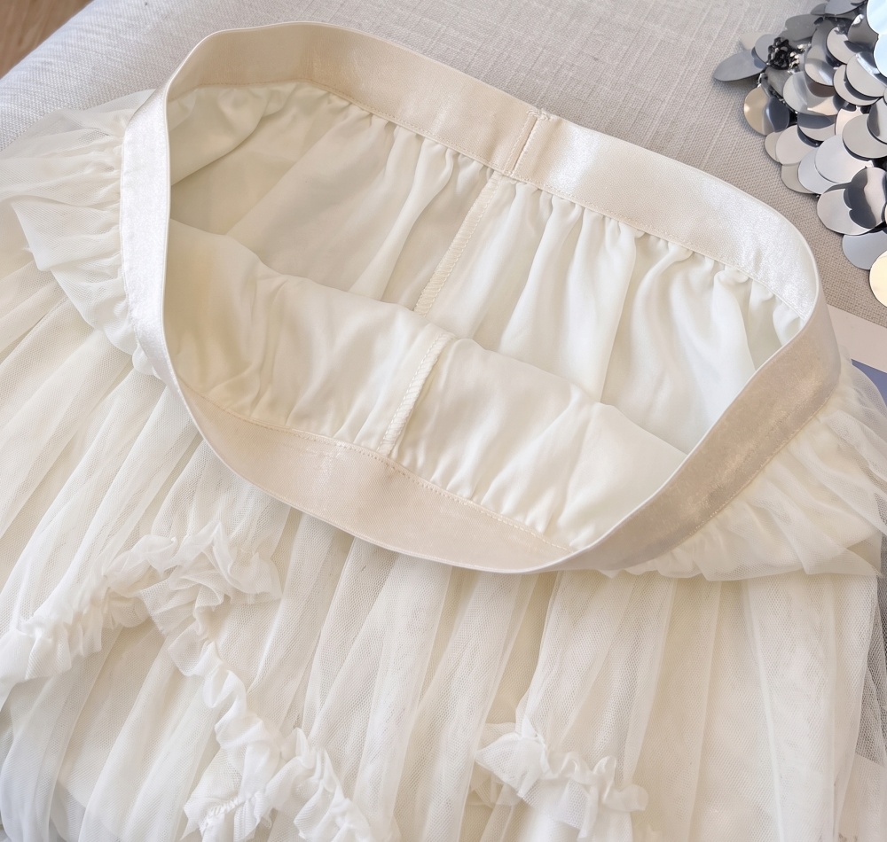 Spring and autumn cake puff skirt long gauze skirt for women