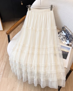 Cake autumn pleated chiffon lace drape skirt for women