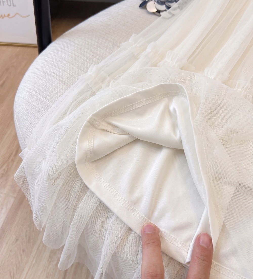 Cake autumn pleated chiffon lace drape skirt for women
