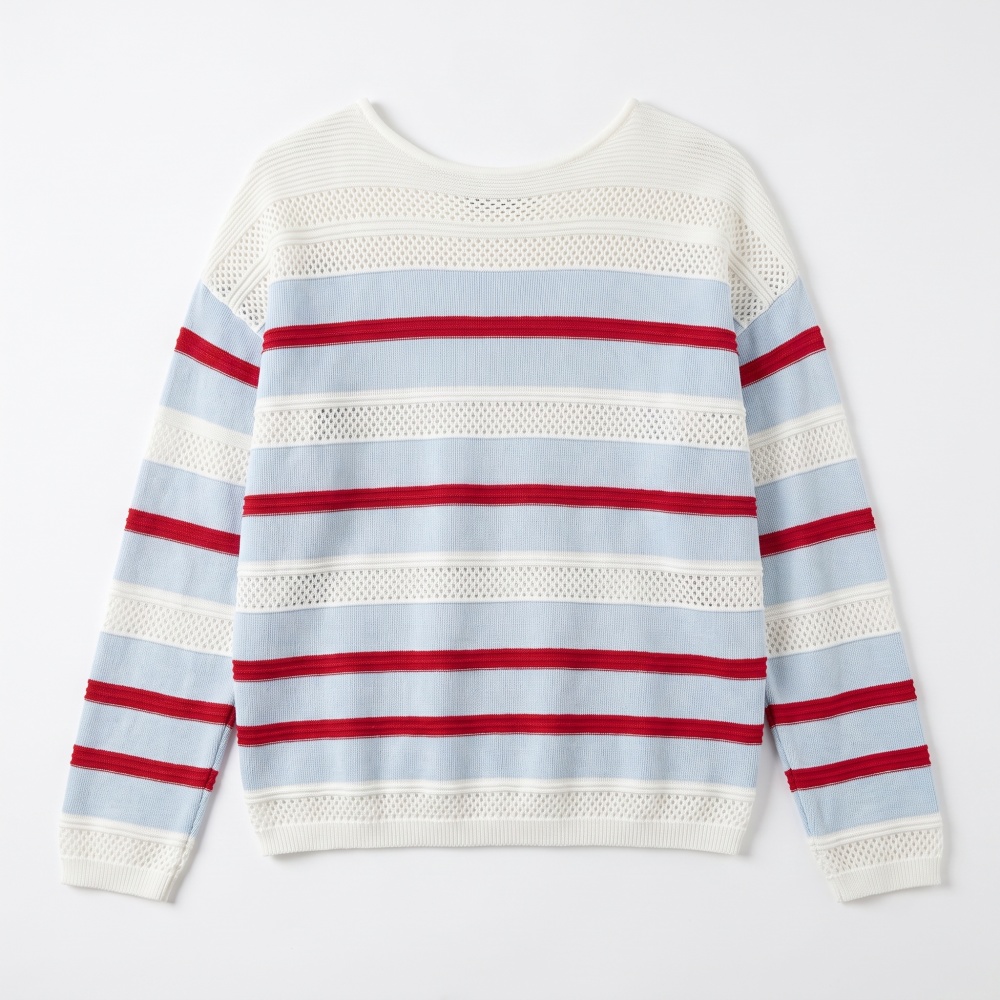 All-match stripe hollow smock autumn lazy sweater for women