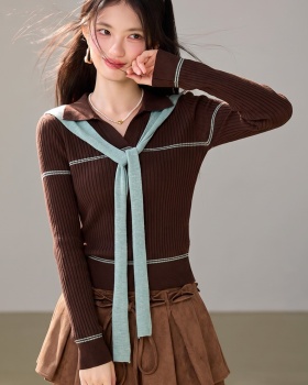 Long sleeve lapel sweater autumn and winter shawl