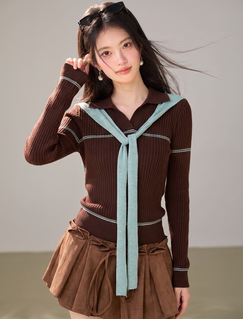 Long sleeve lapel sweater autumn and winter shawl