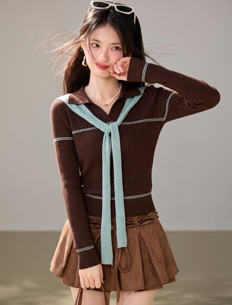 Long sleeve lapel sweater autumn and winter shawl