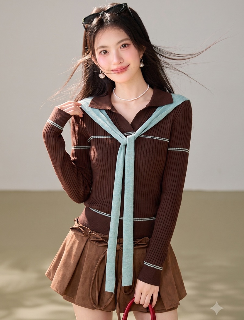 Long sleeve lapel sweater autumn and winter shawl